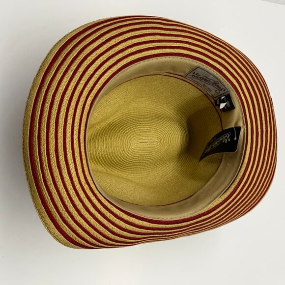 Goorin Bros Sweetie Souse Straw Fedora in Natural and Red Size Large - Picture 4 of 5